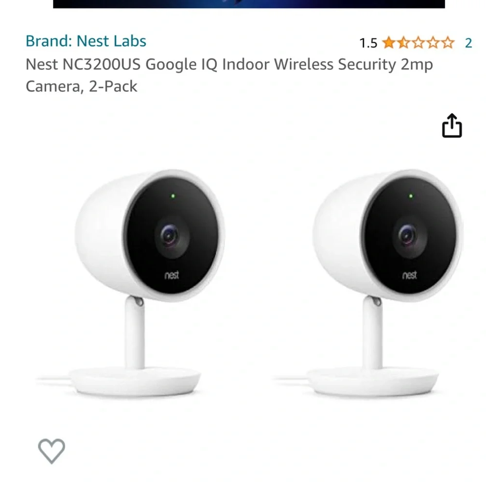 2 google nest indoor cameras never used. Packed in original box